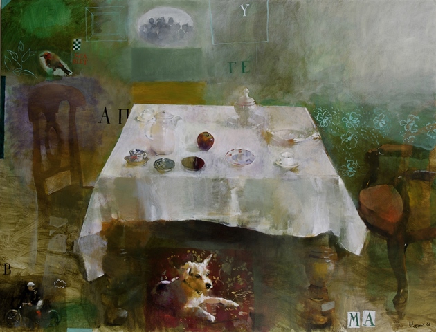 ΓΙΑΝΝΗΣ ΑΔΑΜΑΚΗΣ μετά το μεσημεριανό, 2006, 97Χ130 εκ., ακρυλικά σε μουσαμά. ΓΙΑΝΝΗΣ ΑΔΑΜΑΚΗΣ μετά το μεσημεριανό, 2006, 97Χ130 εκ., ακρυλικά σε μουσαμά.