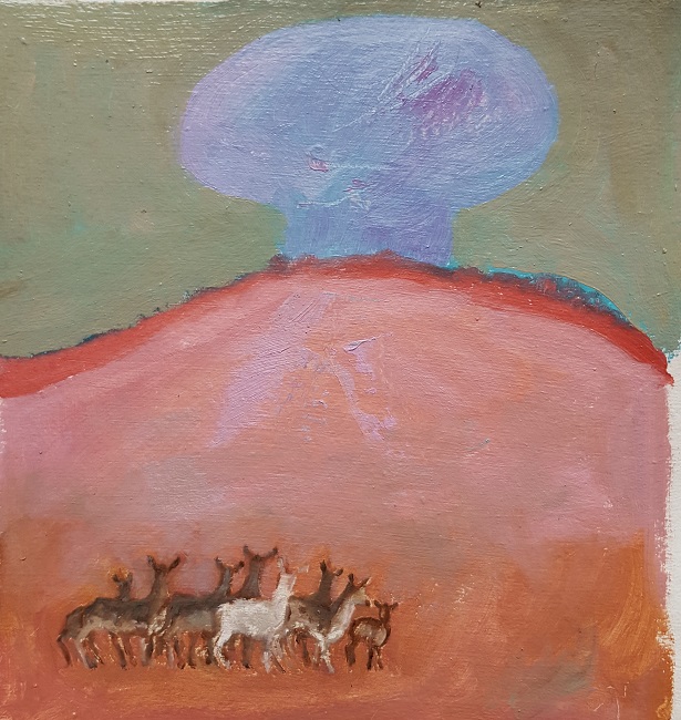 ‘Blue Cloud’, Camille Marquand_oil on handmade Khadi paper, box framed 36 x36 cm 2019
